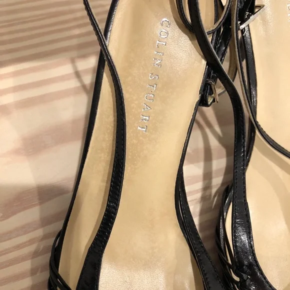 Colin Stuart Leather ankle strappy heel black 8 - Picture 7 of 13
